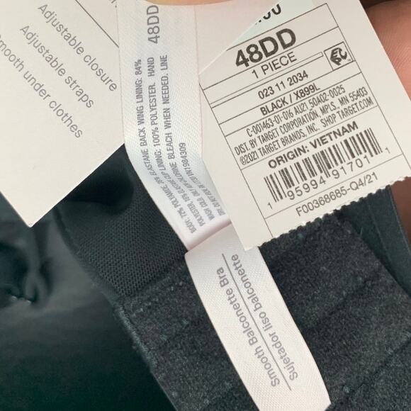 NWT New Auden Womens 48DD Lightly Lined Demi Coverage Underwire Black Bra - Picture 4 of 4